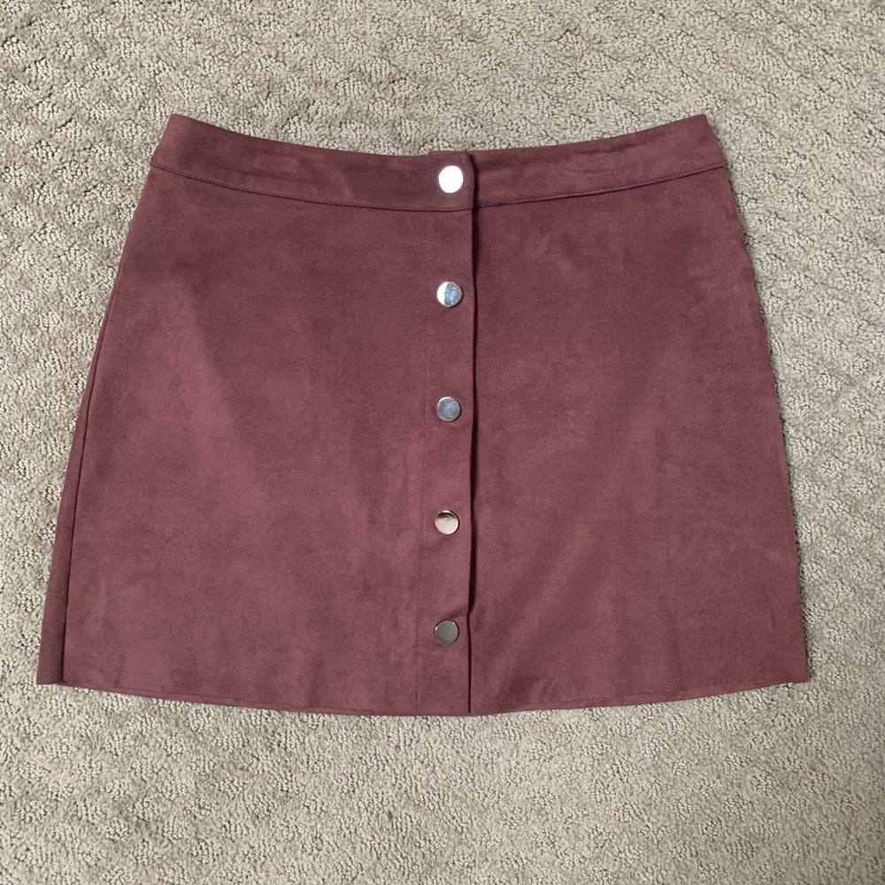 Womens Faux Suede Maroon Skirt Size M